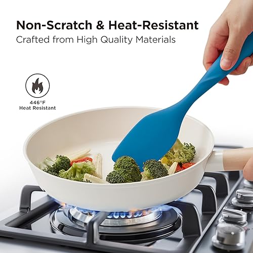 Vista 5 de Kitchen Mama WaltzGrip - Espátula de raspado de silicona platinada resistente al calor, sin costuras, antiadherente para utensilios de cocina