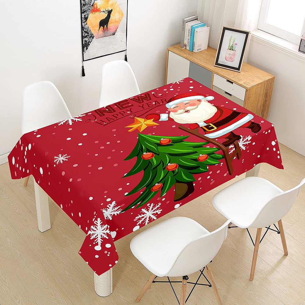Hearda Santa Claus 1 Tablecloth Wipeable Waterproof Wipe Clean, 3D Printed Rectangle Tablecloths Table Cover For Kitchen Picnic Party Buffet Weddings Birthday Christmas (,90X90cm)