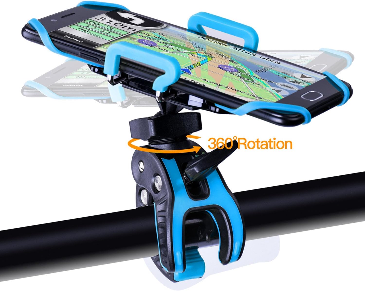 Mount Holder for Bike / Bicycle / Motorcycle with Handlebar Rail Mount and X-Grip Phone Holder, Phone mount for GPS, Fits any Smart Phone(Blue)