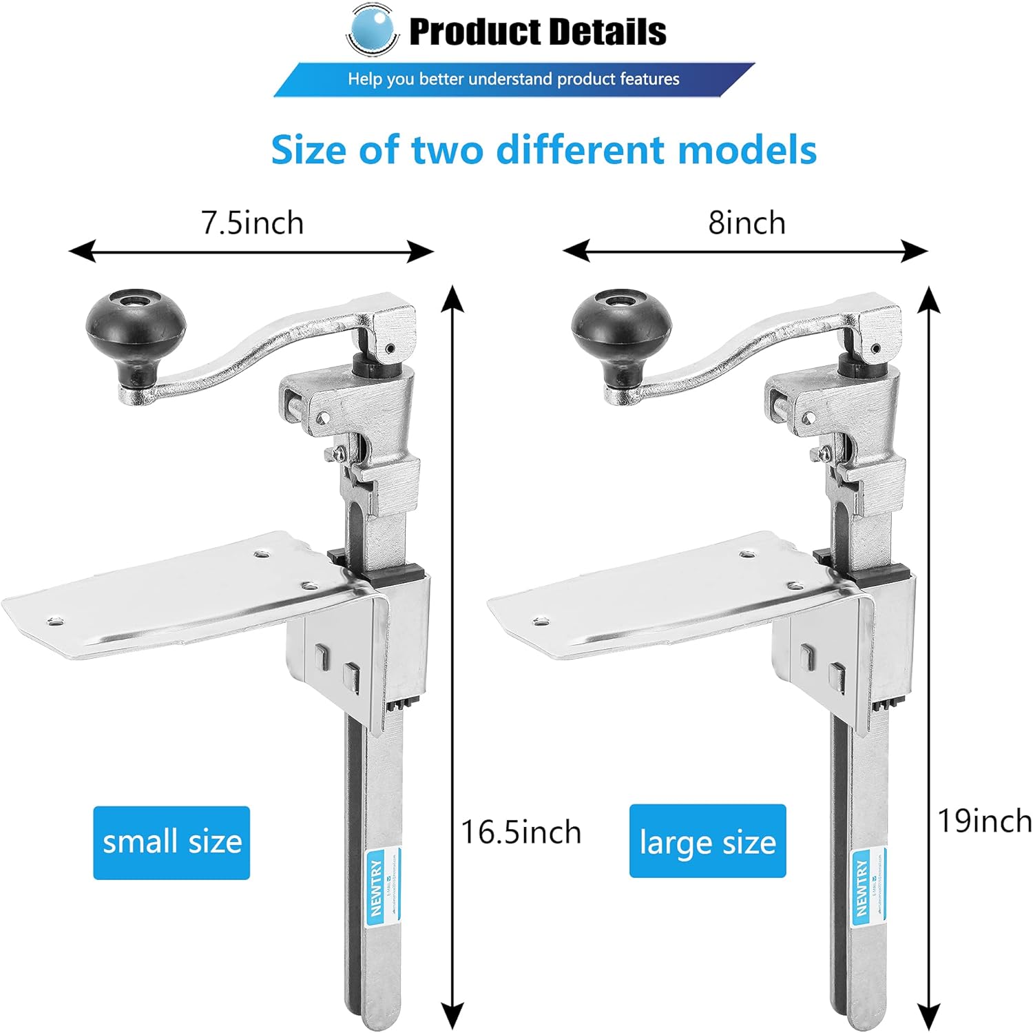 NEWTRY Commercial Tin Can Opener Manual Professional Canning Bottle Knife with Plated Steel Base for Restaurant Bar (large)