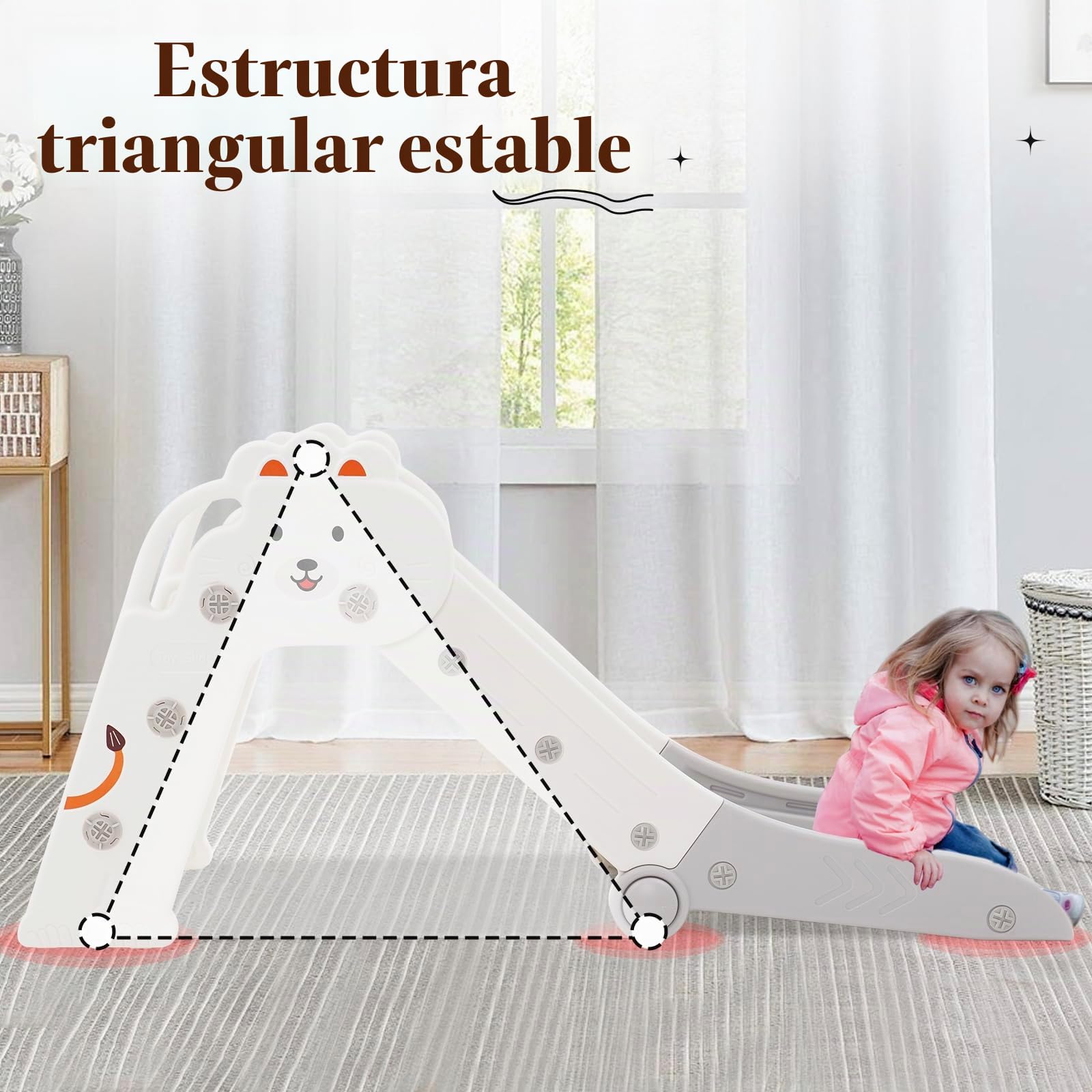 Tobogán para Niños Plegable, para Exteriores e Interiores, para 1-3 años, tobogán de jardín para niños pequeños, Esquinas Redondeadas, Ahorra Espacio | Plegable Small Slide, Interior y Exterior, Ahorro de espacio
