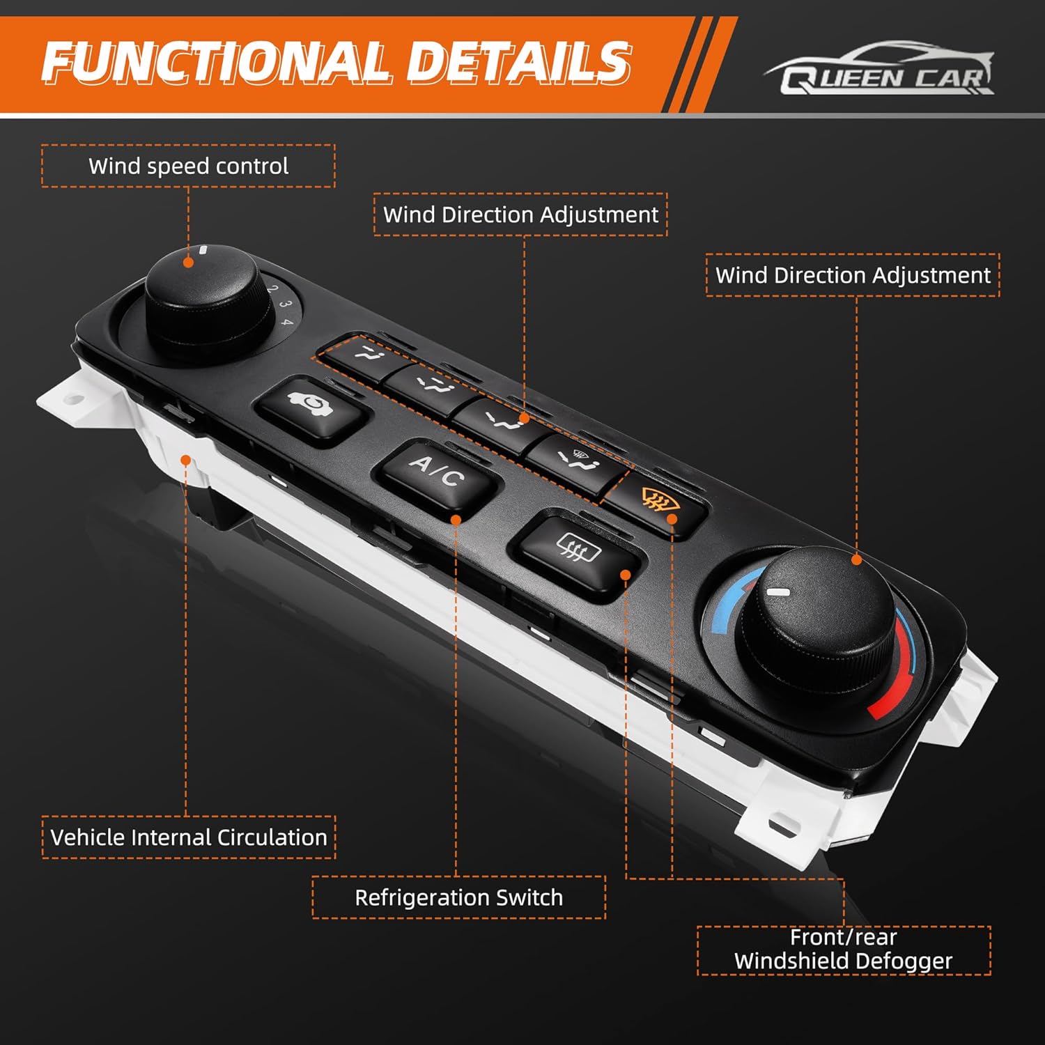 Heater Climate Control Switch Module Panel，A/C Climate Temp Unit Compatible with 2001 2002 Honda Accord 79600-S84-A21ZA