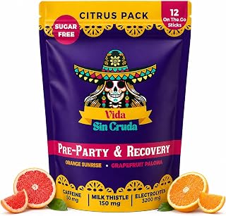 Electrolytes for Party Recovery | 3200mg Electrolytes for Rapid Hydration | 150mg Milk Thistle for Liver Support | 50mg Caffeine to Boost Energy | All Natural, Sugar-free 12ct, Citrus Pack