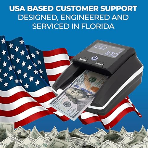Miniatura 7 de DETECK DT10C Máquina detector de billetes falsificados portátil, dirección automática de 4 vías USD y EUR contador de valor, detector de dinero