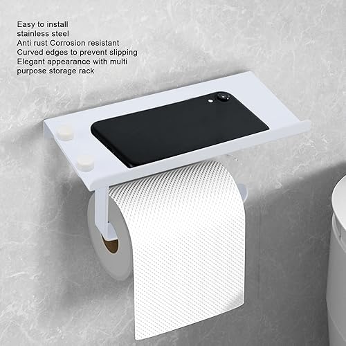 Miniatura 3 de Portarrollos de papel higiénico, soporte de papel higiénico de baño, soporte de papel higiénico de montaje en pared con estante, estante de acero