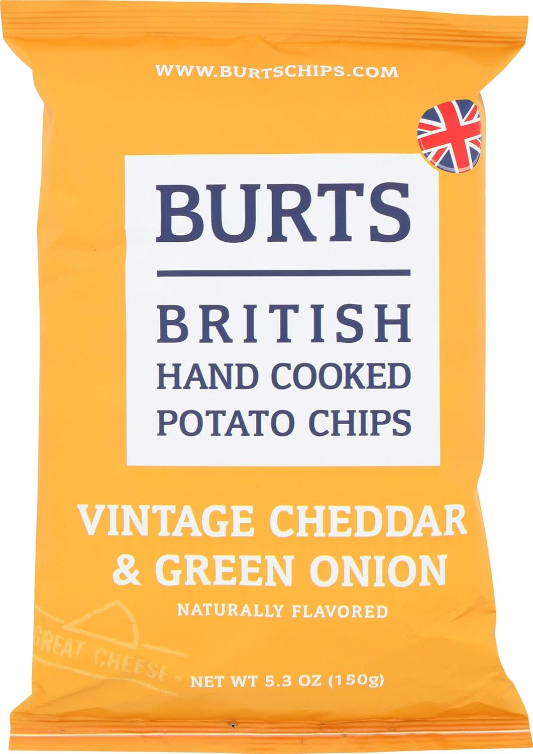 Burts Bees British Hand Cooked Potato Chips, Mature Cheddar & Green Onion, 5.3 ounce (pack of 10)
