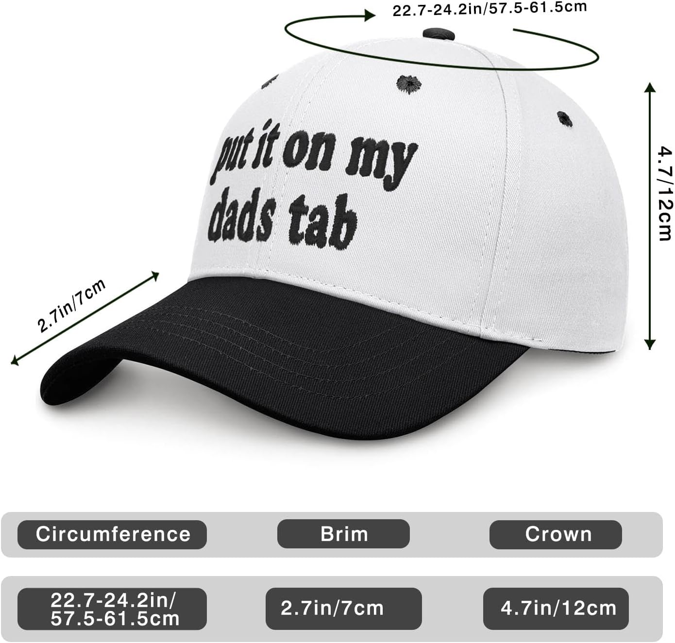 Put It On My Dads Tab Hat, Funny Vintage Trucker Hats Adjustable Cap for Men Women Classic Baseball Cap