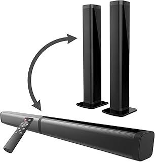 Sound Bar, Sound Bar for Smart TV, Bluetooth 5.0 Wired & Wireless Soundbar 40W 2 in 1 Detachable Soundbar for TV with HDM...