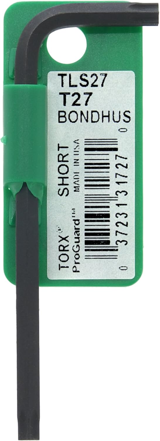 Bondhus 31727 Tagged and Barcoded T27 Hex Tip Key L-Wrench with ProGuard Finish, 3.2"