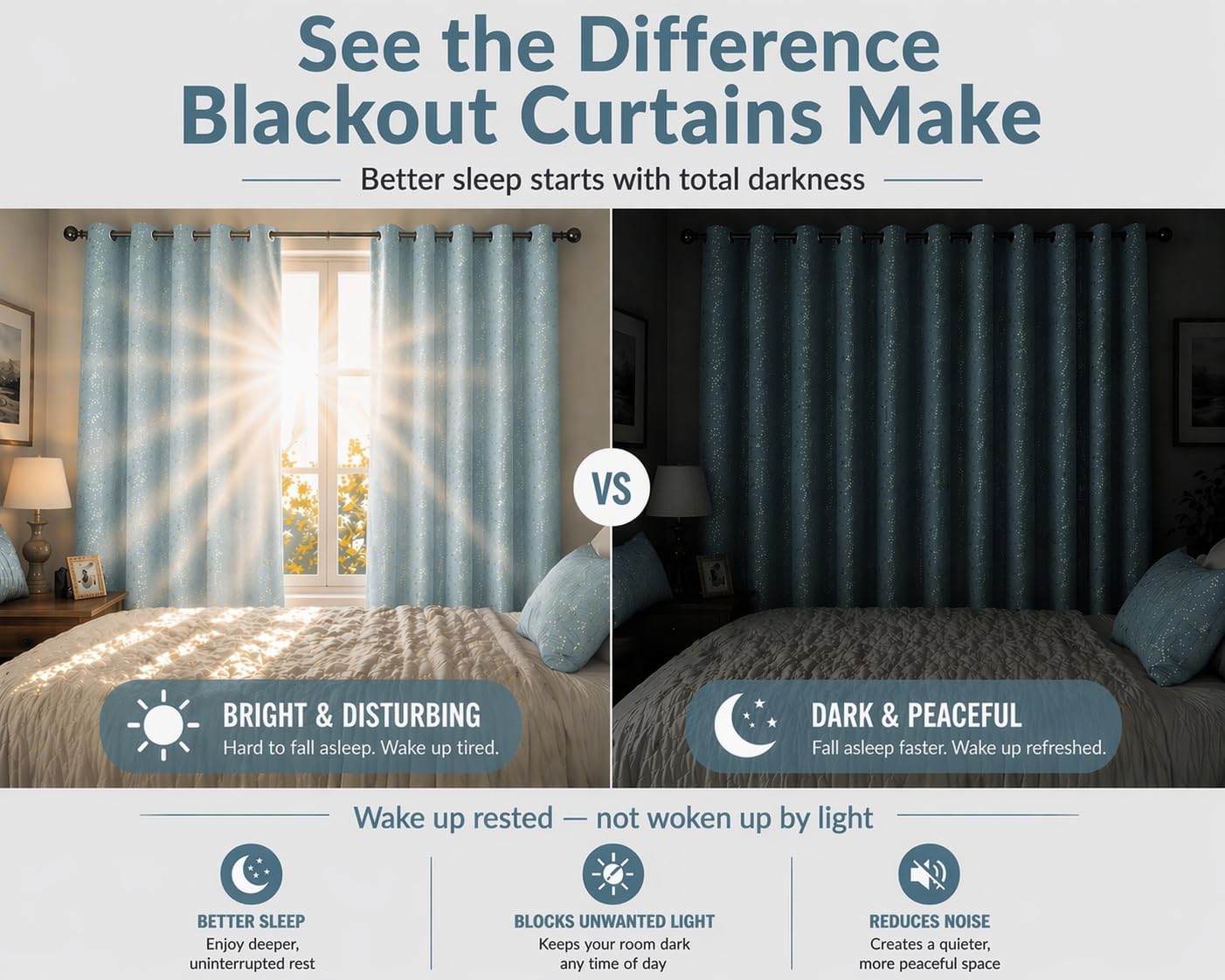 Dainty Home Blackout Curtains 76 x 84 Inch – Thermal Insulated Window Curtains for Bedroom & Living Room, Room Darkening Drapes, Noise Reducing Energy Saving Panels, 2 Panel Set (38” Wide Each)