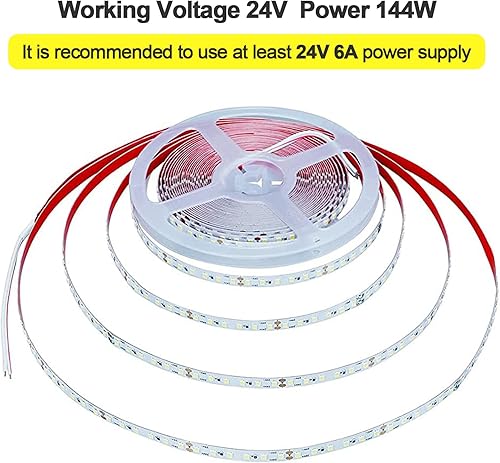 Miniatura 4 de Tira de luz LED de 24 V, 65.6 pies65.6 ft, blanco cálido, 3000 K, 2400 LED, alto brillo, 12000 lm, SMD2835, flexible, no impermeable, IP20, cinta