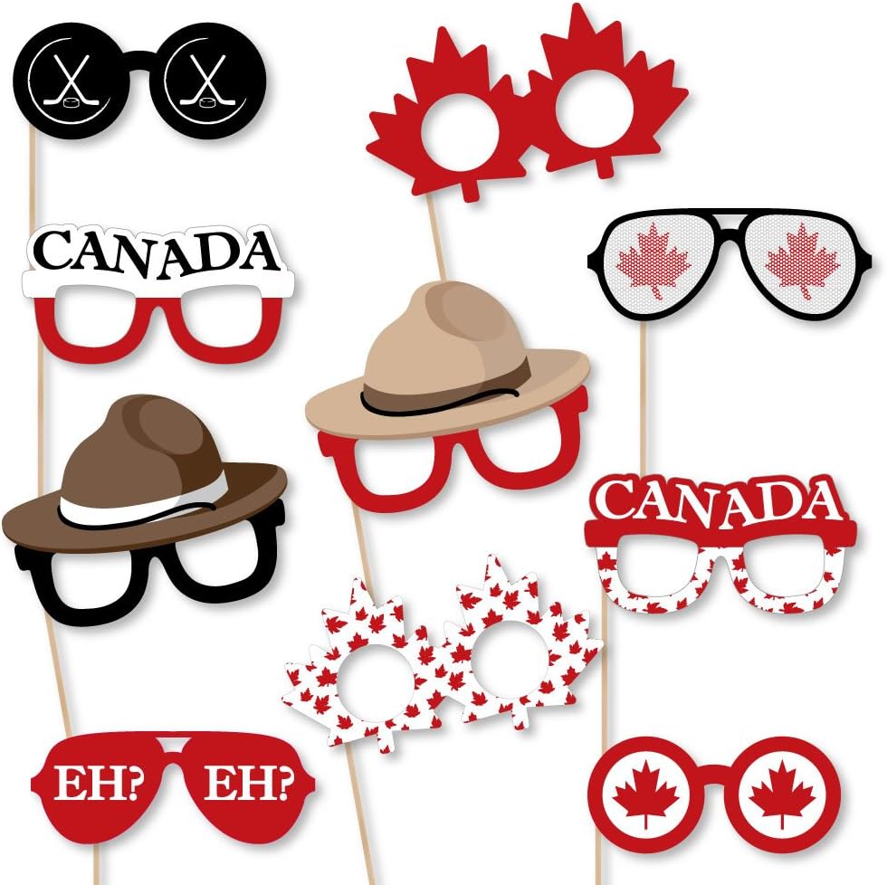 Big Dot of HappinessCanada Day Glasses - Paper Card Stock Canadian Party Photo Booth Props Kit - 10 Count