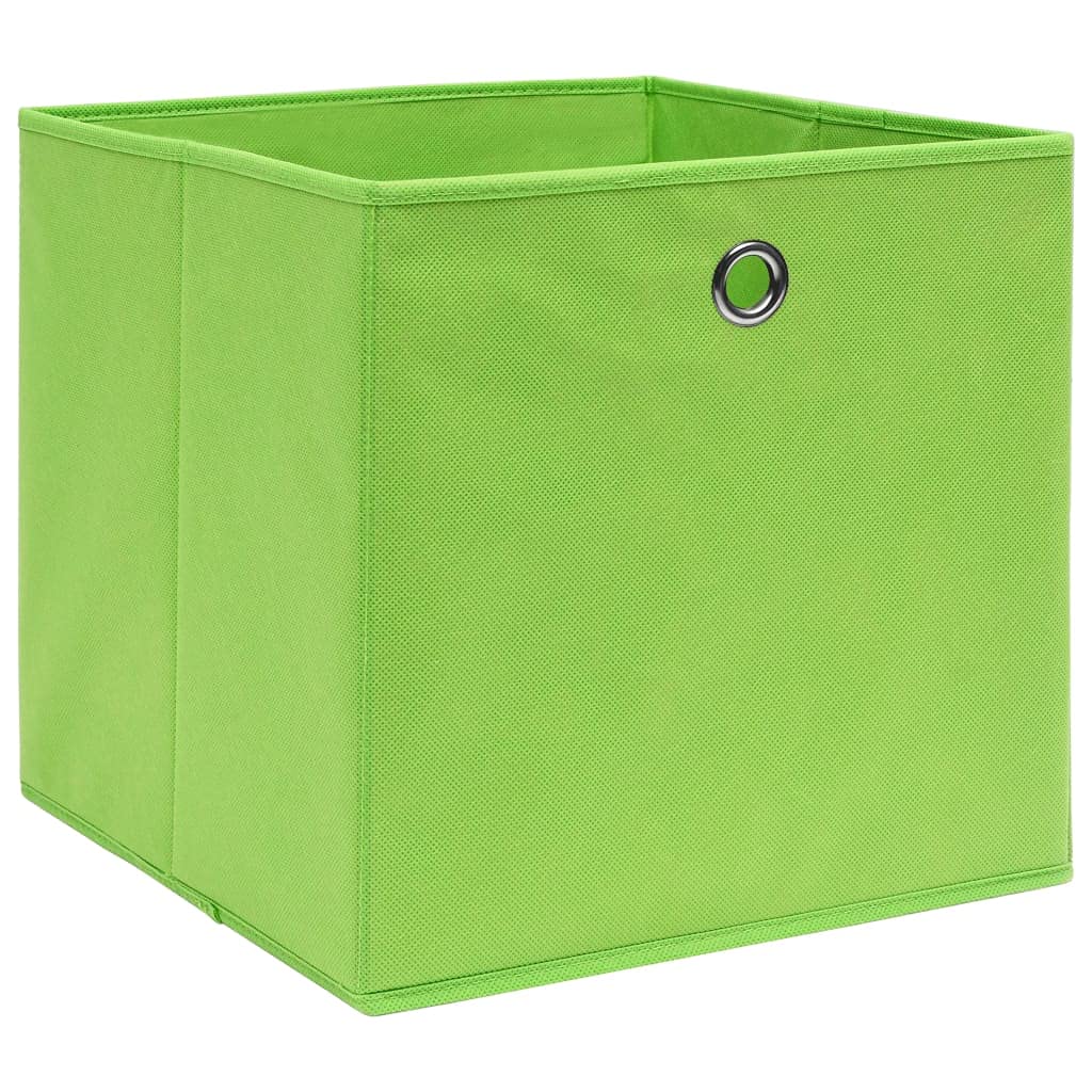 QZZCED Non-Woven Fabric Folding Storage Boxes with Metal Eyelet, 10 Pack Green Storage Chests for Wardrobe Shelves, Durable Collapsible Organizer Boxes for Scarves Socks Underwear