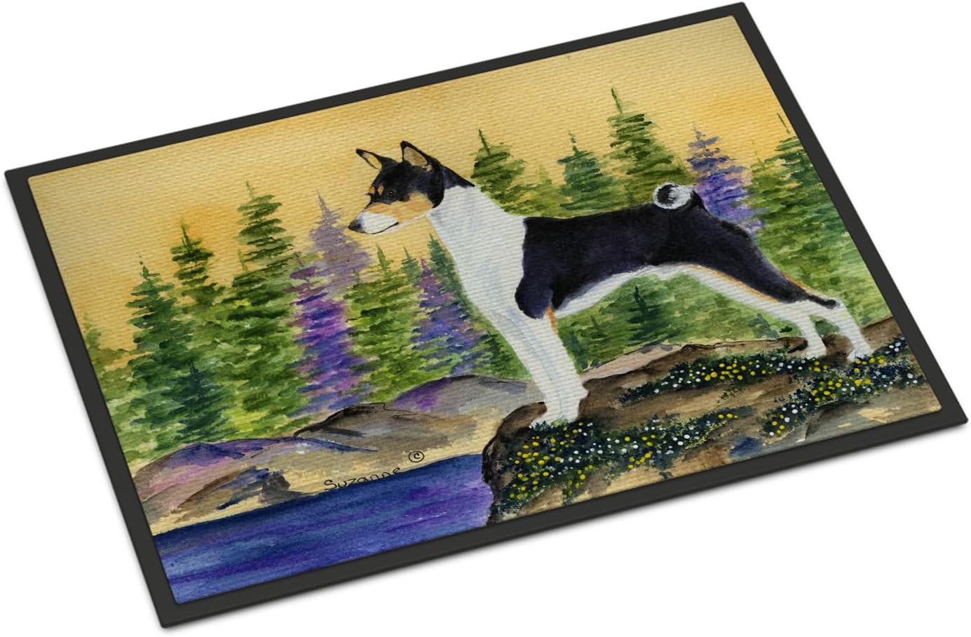 Caroline's Treasures SS8201MAT Basenji Doormat 18x27 Front Door Mat Indoor Outdoor Rugs for Entryway, Non Slip Washable Low Pile, 18H X 27W