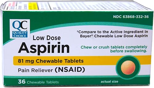 Quality Choice Tableta de aspirina masticable de 81 mg con sabor a naranja para niños, cajas de 36 unidades (1)