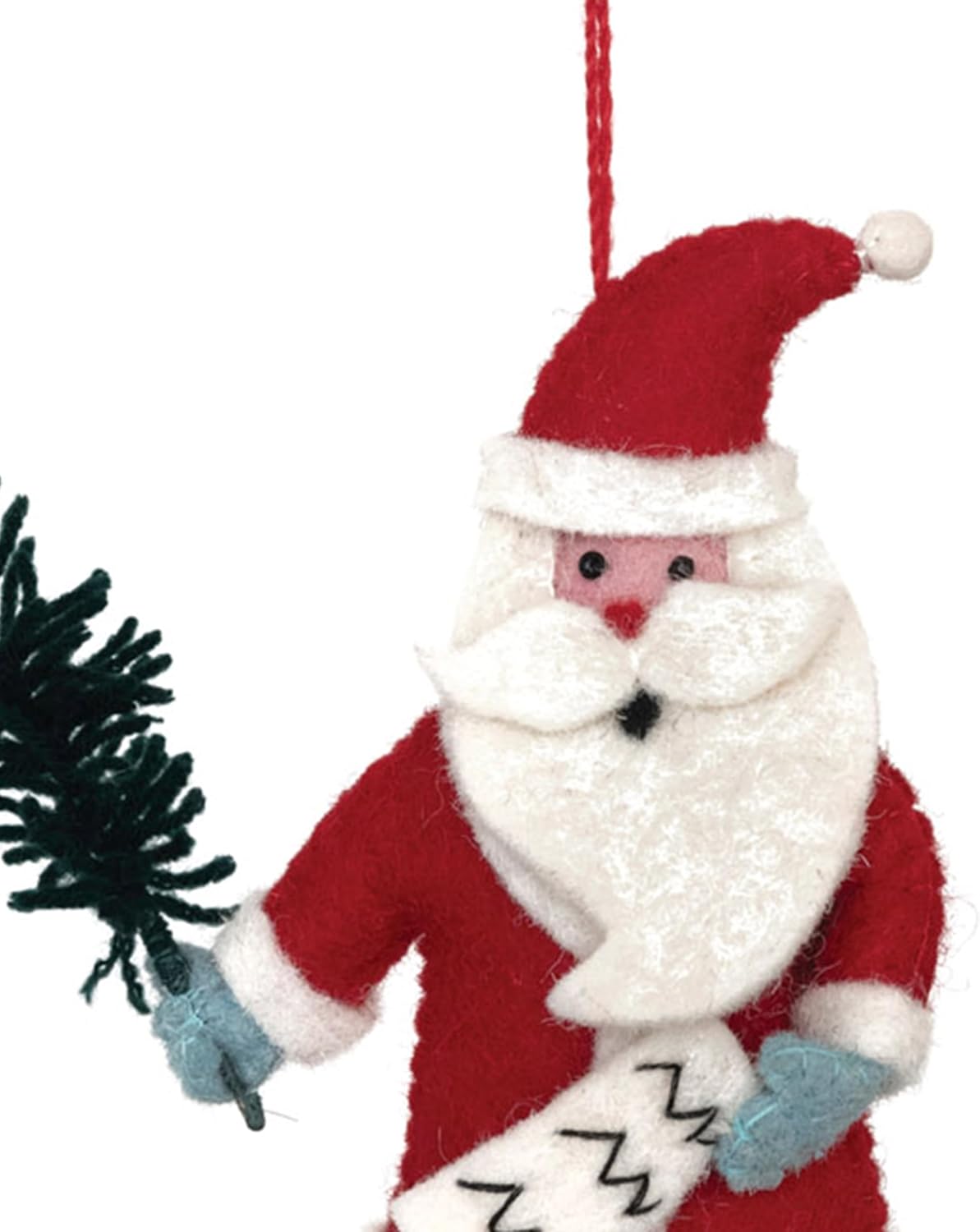 Creative Co-Op Wool Felt Santa Ornament, Multicolor