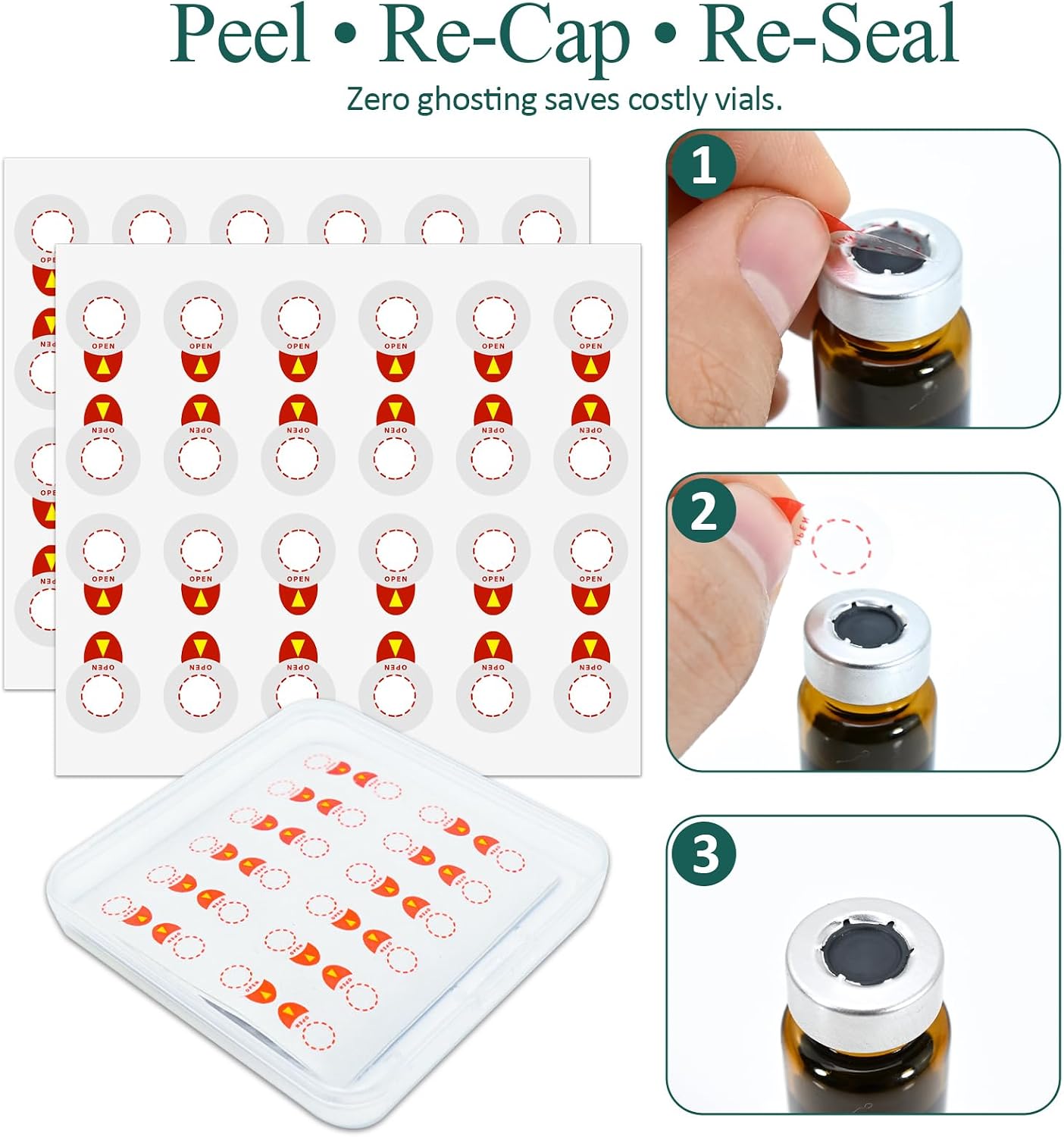 168 Pcs Vials Sealing Stickers for 13mm Caps,Circle Leak-Proof Dust-Resistant Sticker for Aluminum Plastic CapsTransparent Self Adhesive Stickers for 3ml Glass Vials