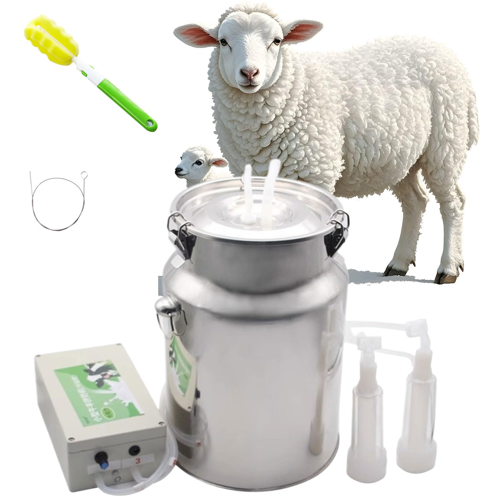 Mungitrice elettrica ricaricabile per mucca, in acciaio inox, con spazzola per secchio per latte e spazzola per tubi, protezione per capezzoli per un uso efficiente dei prodotti lattiero-caseari