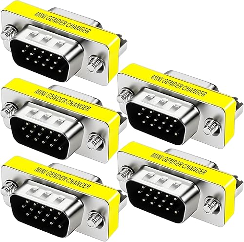 Adaptador VGA, paquete de 5 acopladores macho a hembra, cambiador de género de alta resolución, SVGA, XGA, UXGA, Full HD, compatible con WUXGA, para