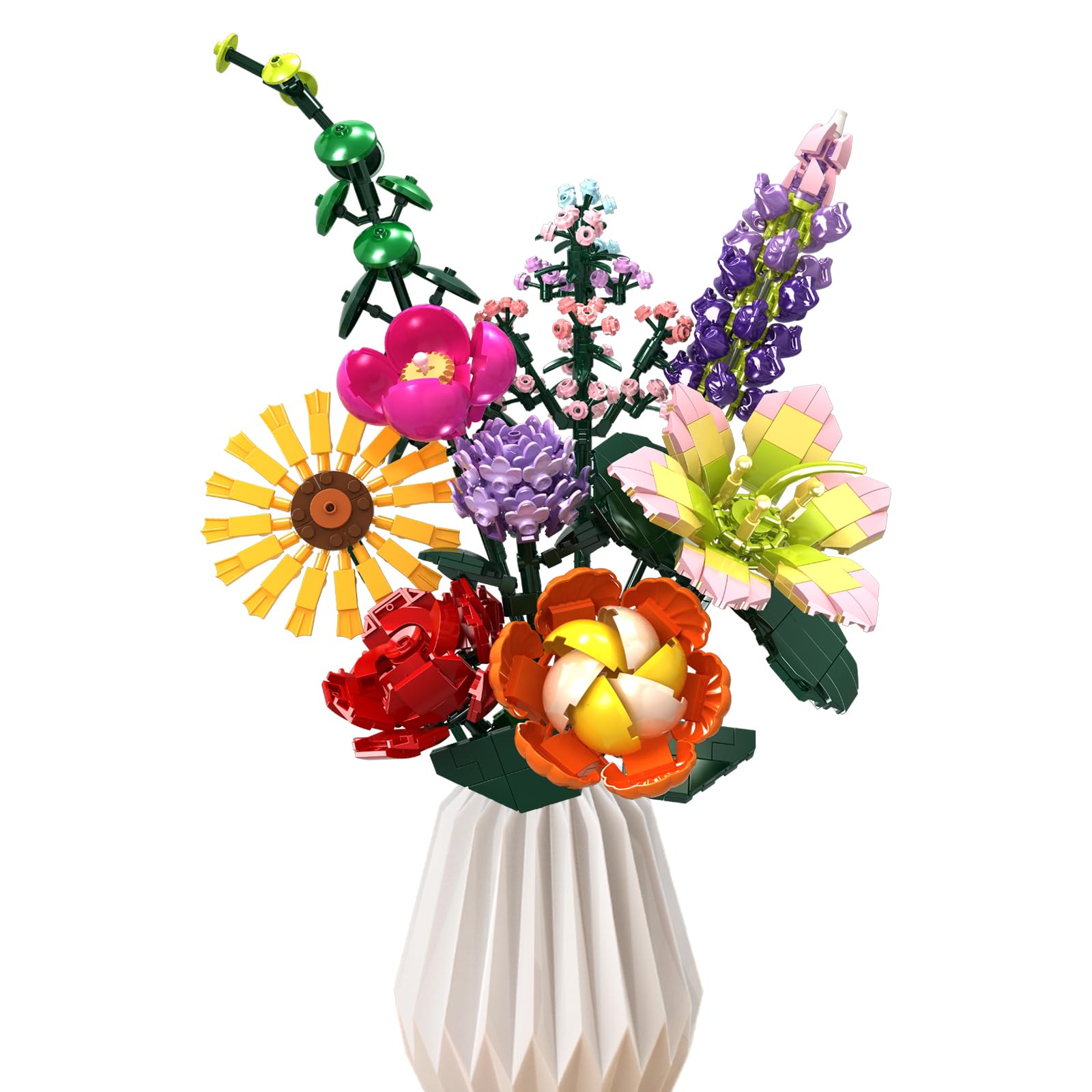 Fiori e Piante Set di Costruzioni, 845 PCS Fiori Eterni Collezione Botanica, 9 Stili di Flower Artificiali, Regali Kit San Valentino/Compleanno/Festa Della Mamma per Adulti, Ragazze 6+ Anni