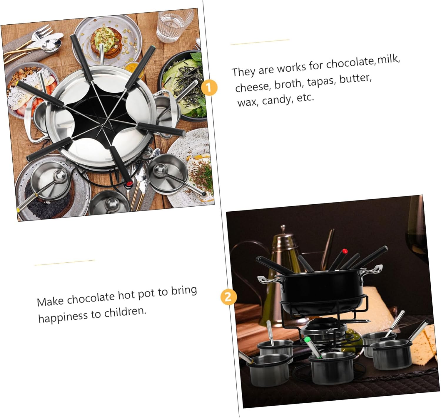 IMIKEYA Stainless Steel Fondue Pot Burner 3-Piece Set for Cheese and Chocolate Cooking Portable Fondue Stove for Parties and Family Gatherings