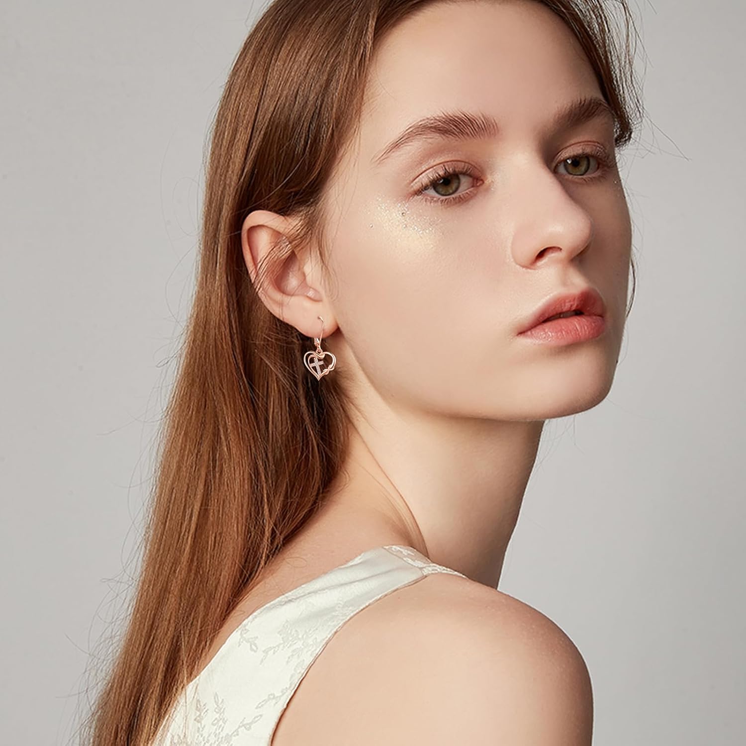 Cross Earring for Women 925 Sterling Silver/Gold/Rose Gold Heart Infinity Earring Faith Pendant Earring Heart Cross EarringJewelry Gift for Mother Girlfriend Valentine Christmas - Image 4