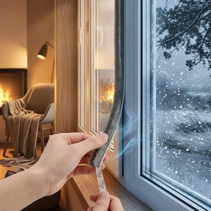 BELLOX ENTERPRISE Wool 10 Meter Soundproof Window Sealing Strips, Weather Stripping for Door Weatherproof, Windproof, Dustproof Door Window Frame Seal Brush Strip, Door Seal Strip