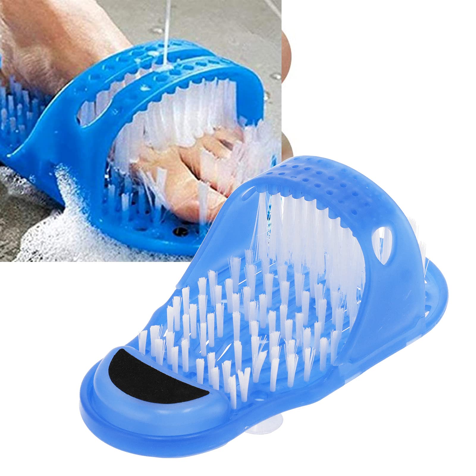 YWBL-WH Limpiador de Pies para Ducha, Masajeador de Limpieza de Pies, Zapatilla Exfoliante para 1000 + Cerdas con Ventosas para el Cuidado de los en el Baño