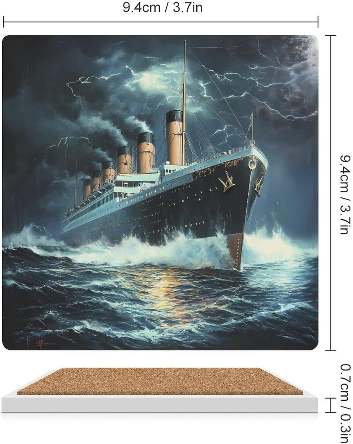 Titanic1 Ship Vintage Funny Ceramic Coasters for Drink Absorbent Cup Holders Tabletop Protection