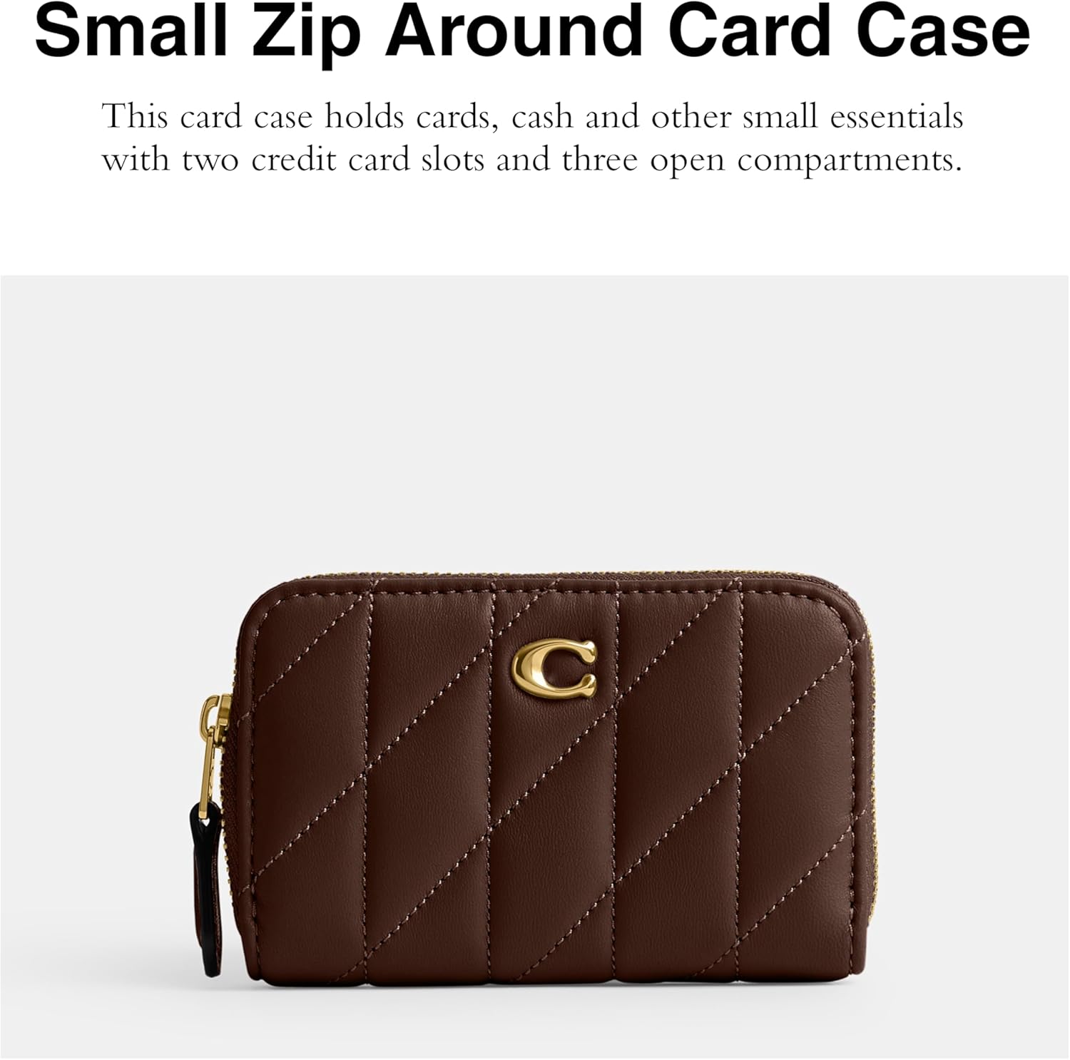 Coach Small Zip Around Card Case with Pillow Quilting - Image 2