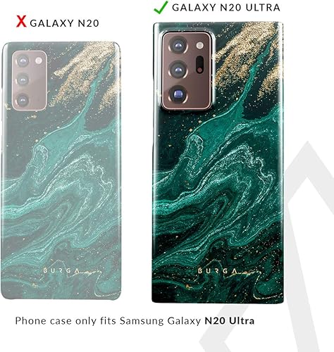 Miniatura 2 de BURGA Funda para teléfono compatible con Samsung Galaxy Note 20 Ultra - Esmeralda verde jade piedra de alta moda de lujo dorado con purpurina de