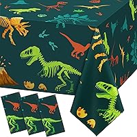 Vista 5 de Tudomro 1 mantel de plástico de dinosaurio para fiesta, decoración de mesa de cumpleaños de dinosaurio, funda de mesa desechable para suministros