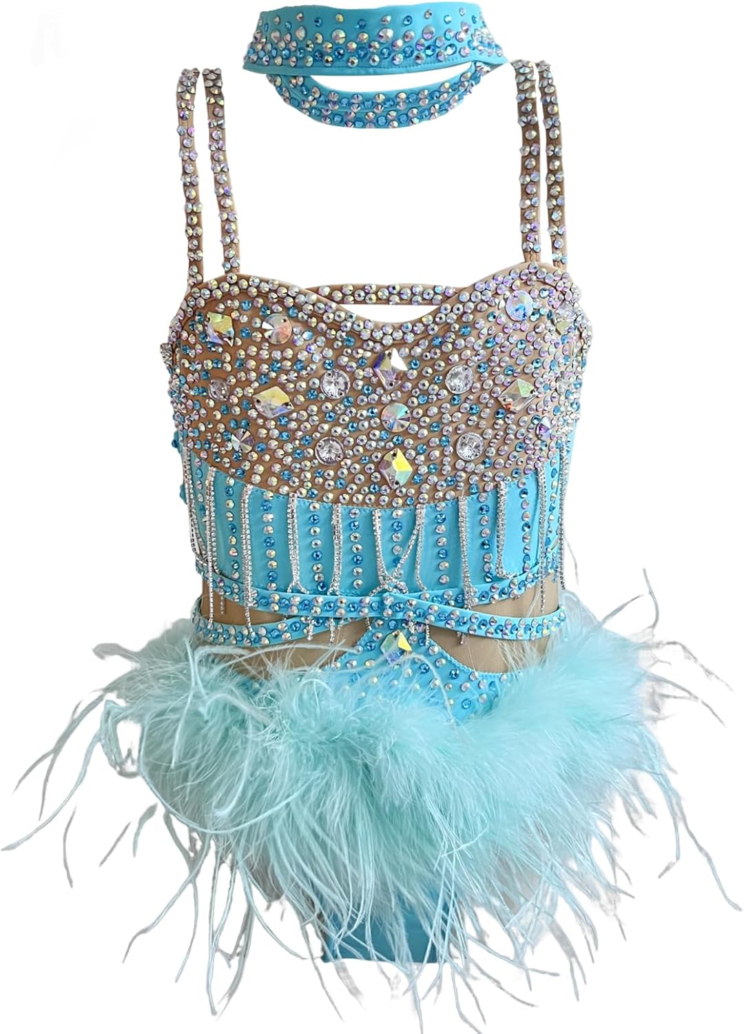 JoyCa Girls' Strap Lyrical and Pole Dance Dress Shining Professional Customized Performance Costumes