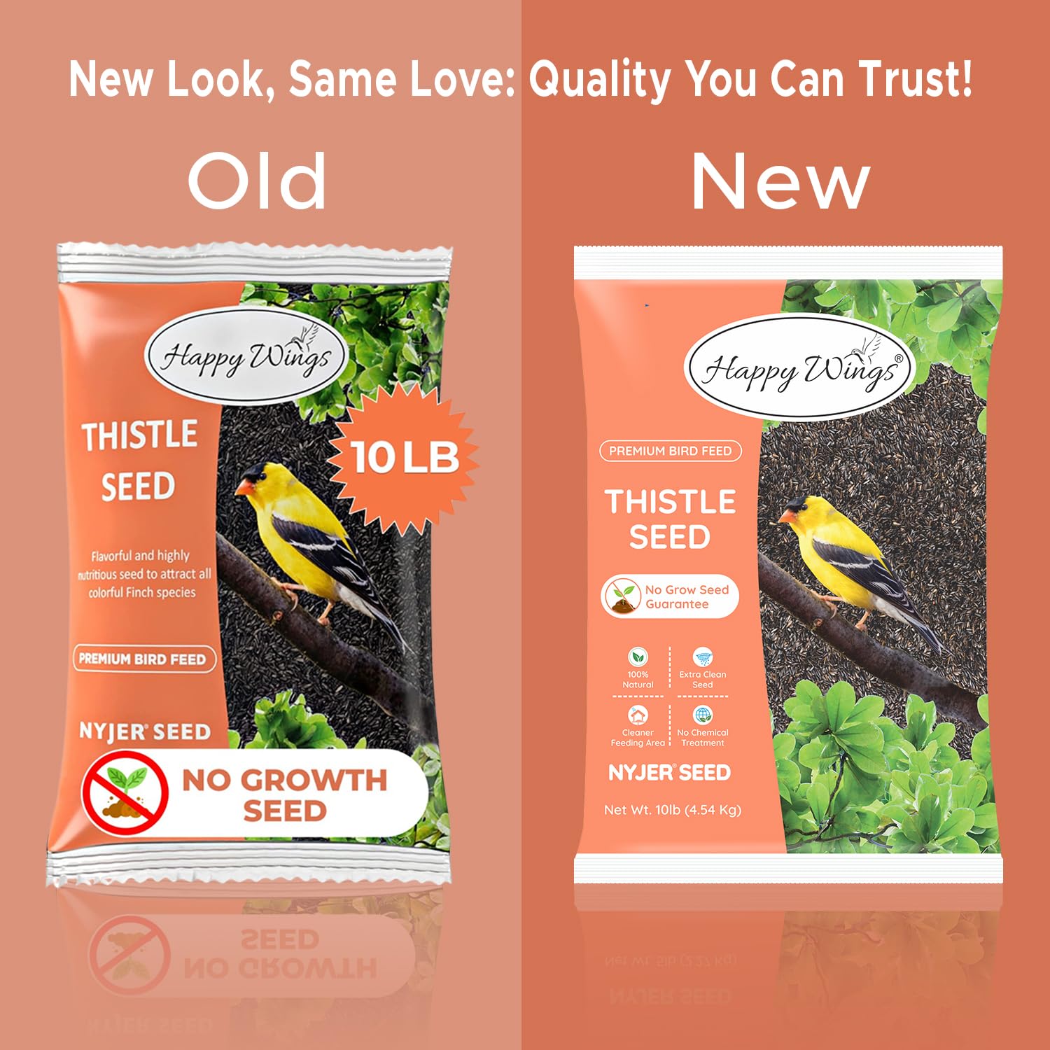 Happy Wings Semillas de cardo sin crecimiento (Nyjer Seeds) para aves silvestres - Alimento para pájaros altamente nutritivos - (10 libras)