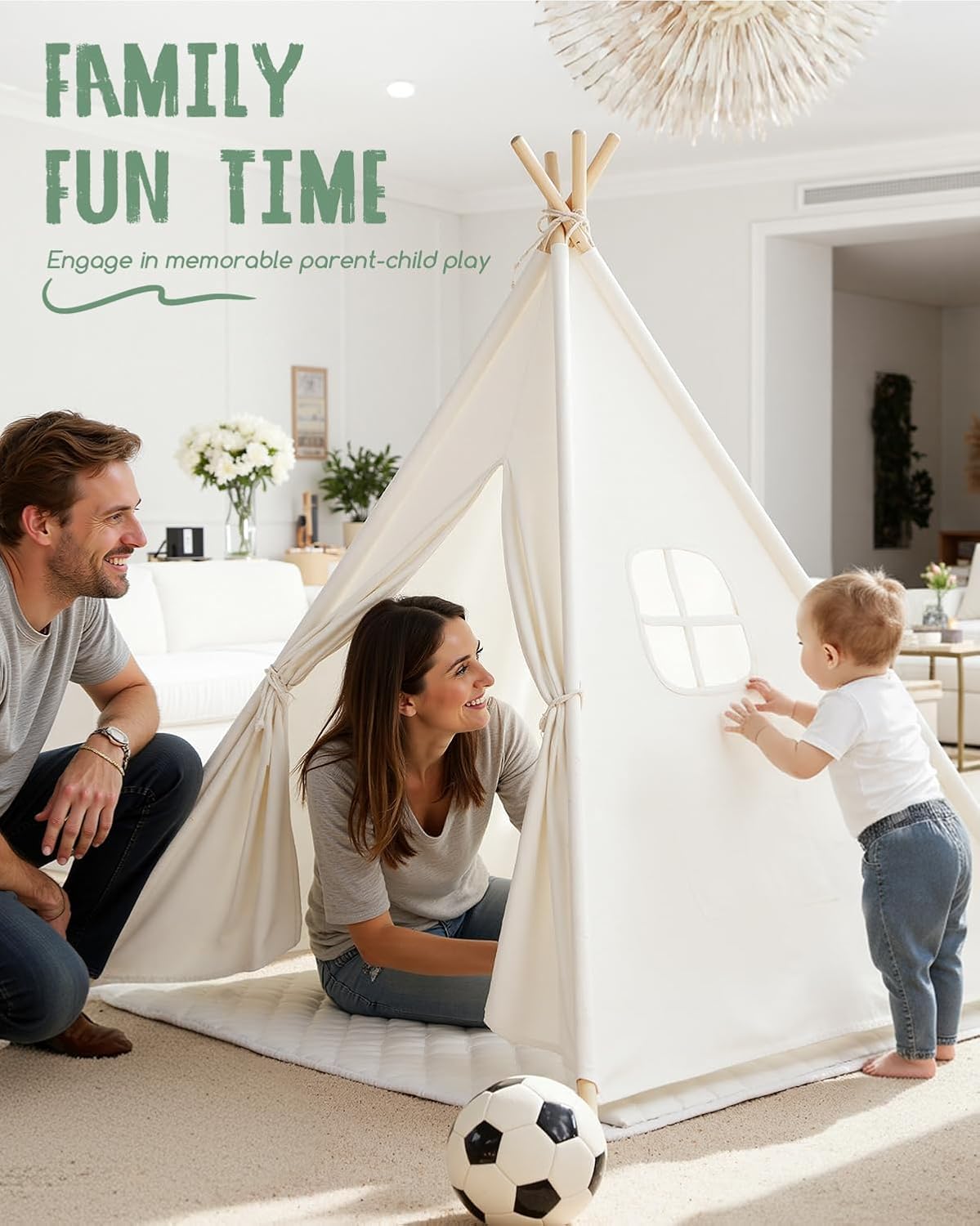 Sumbababy Teepee Tent for Kids Indoor - Toddler Play Tent Washable Tipi Sleepover Tents for Girls & Boys - Foldable Playhouse Gift Toys image 3