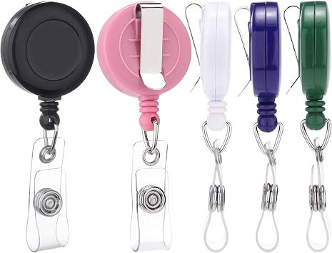 QREEL Badge Reel, ID Badge Holder Retractable Clip, 5 Colors, Bulk 25 Pack