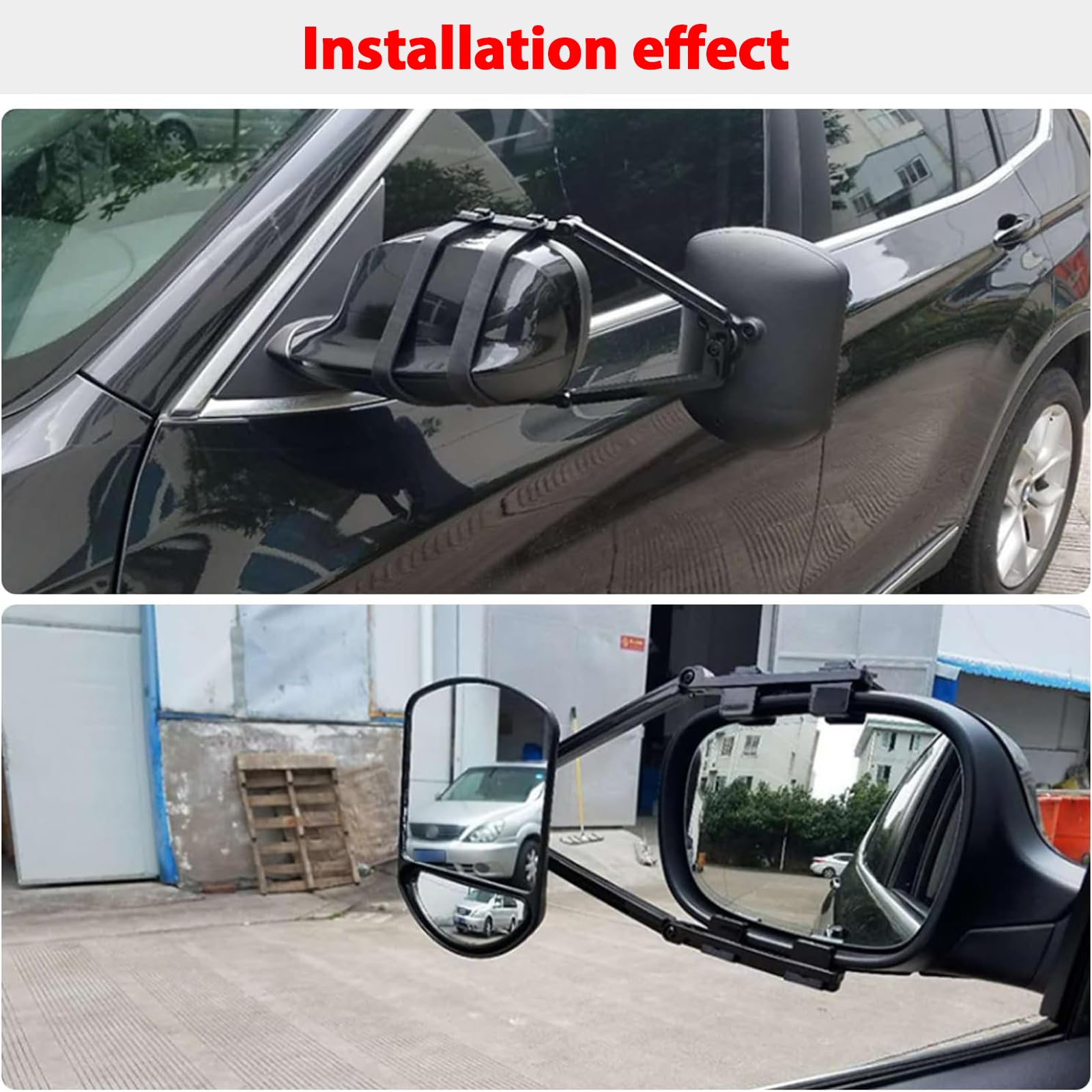 VOBOR 2Pcs Espejos Caravana Coche, Espejo para Remolque de Automóvil, Espejos Retrovisores Universales de Extensión Negra para remolques caravanas campamentos