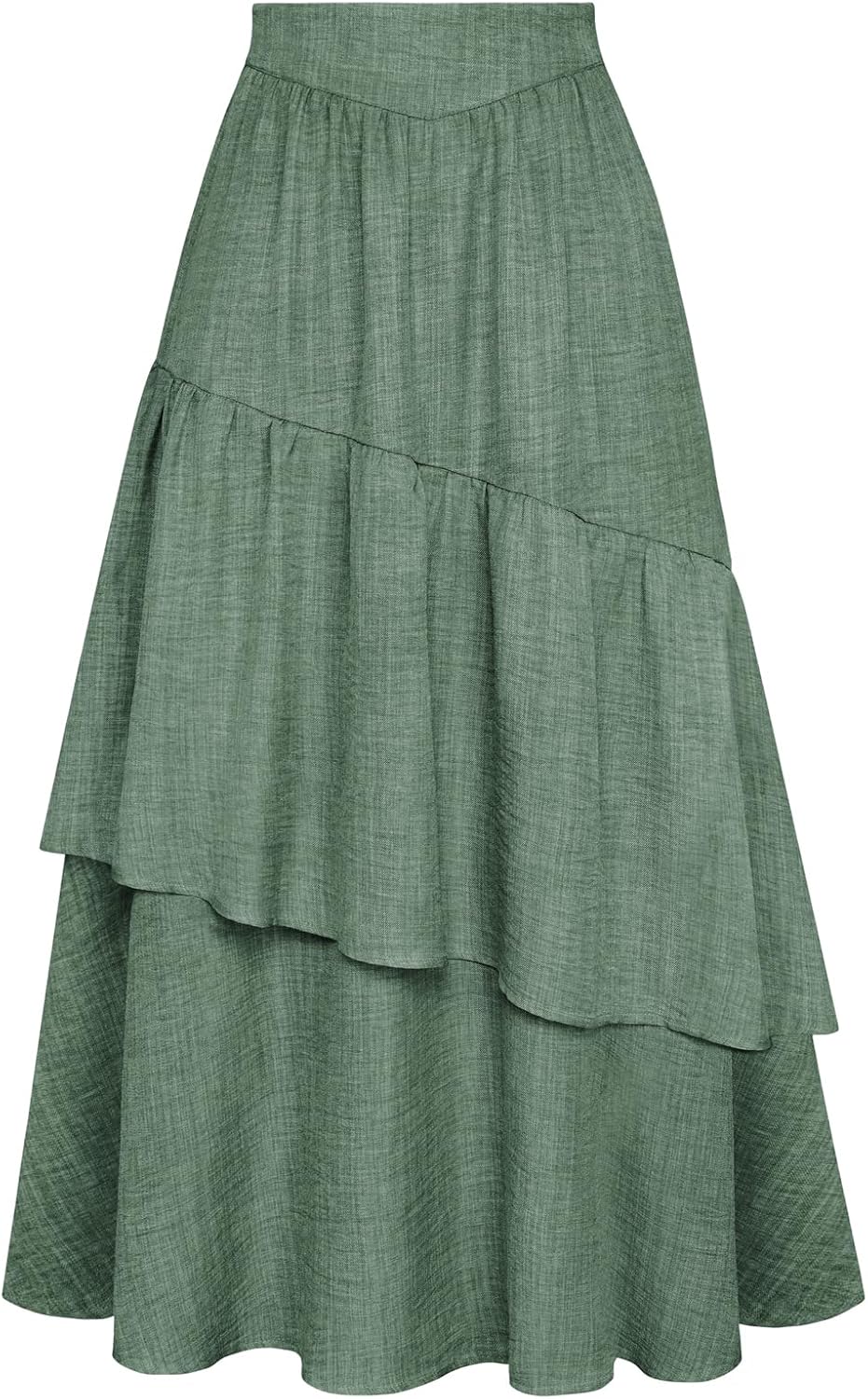 Belle Poque Vintage Skirts for Women Tiered Long Skirts High Waisted Asymmetrical Ruffle A Line Skirt with Pockets