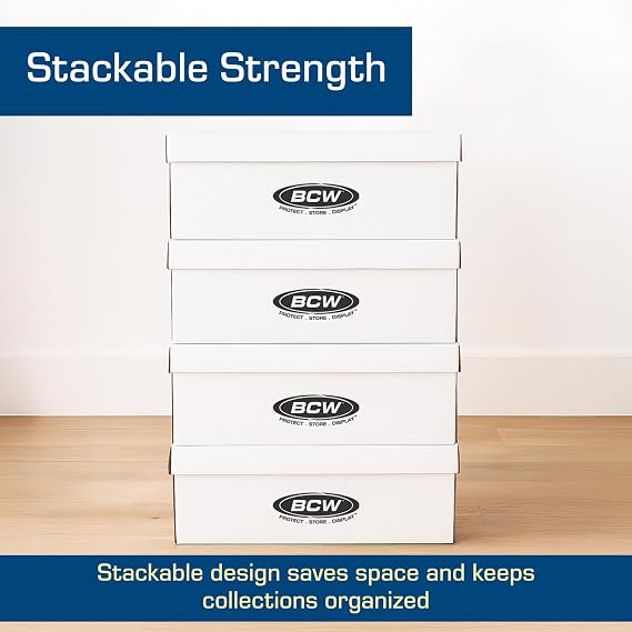 BCW Long Comic Storage Boxes, Holds 250-300 Comics Each, White, 2 Pack