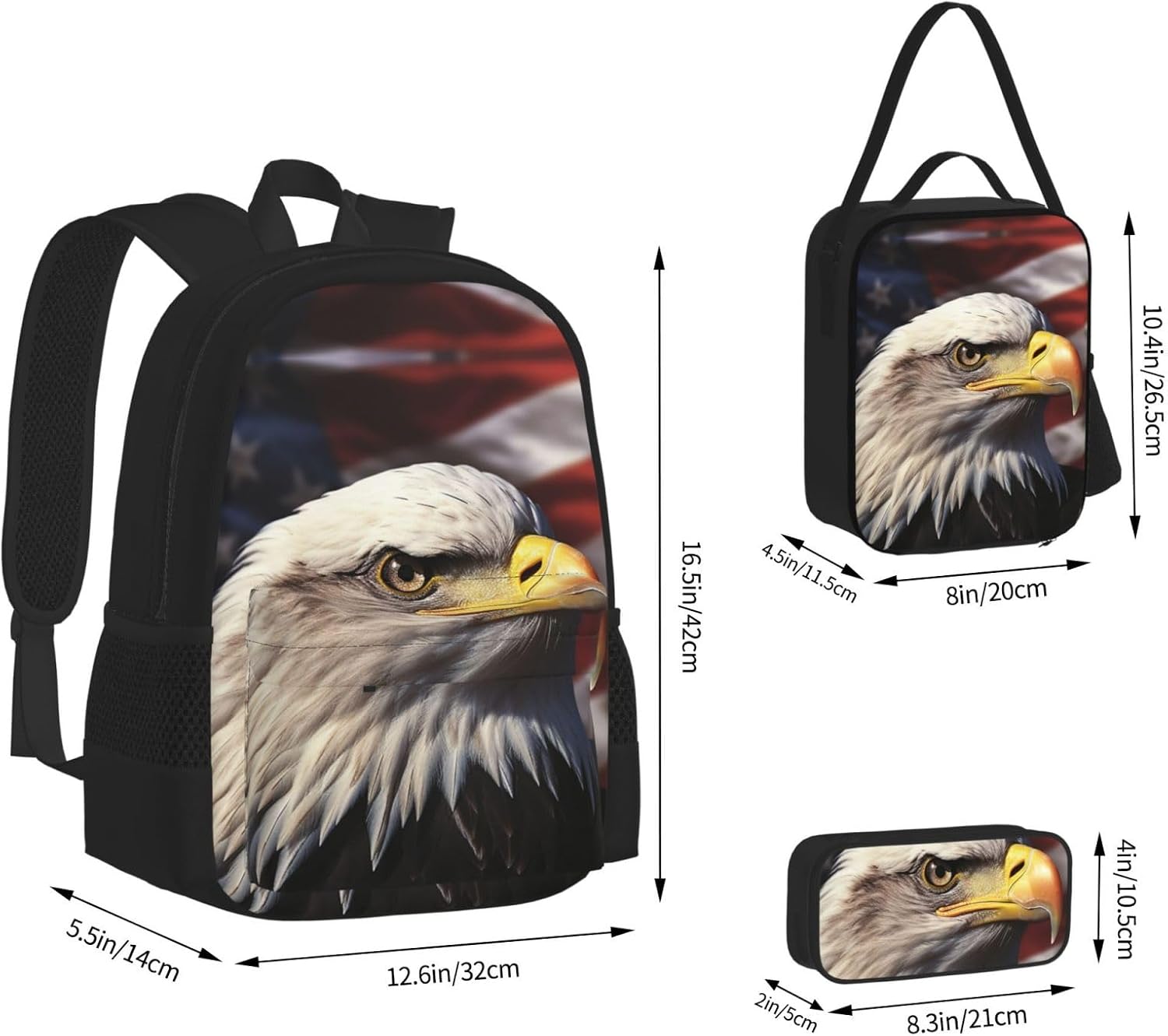 3 in1 Travel Laptop Backpack with Lunch Bag and Pencil Case Casual Daypack image 3