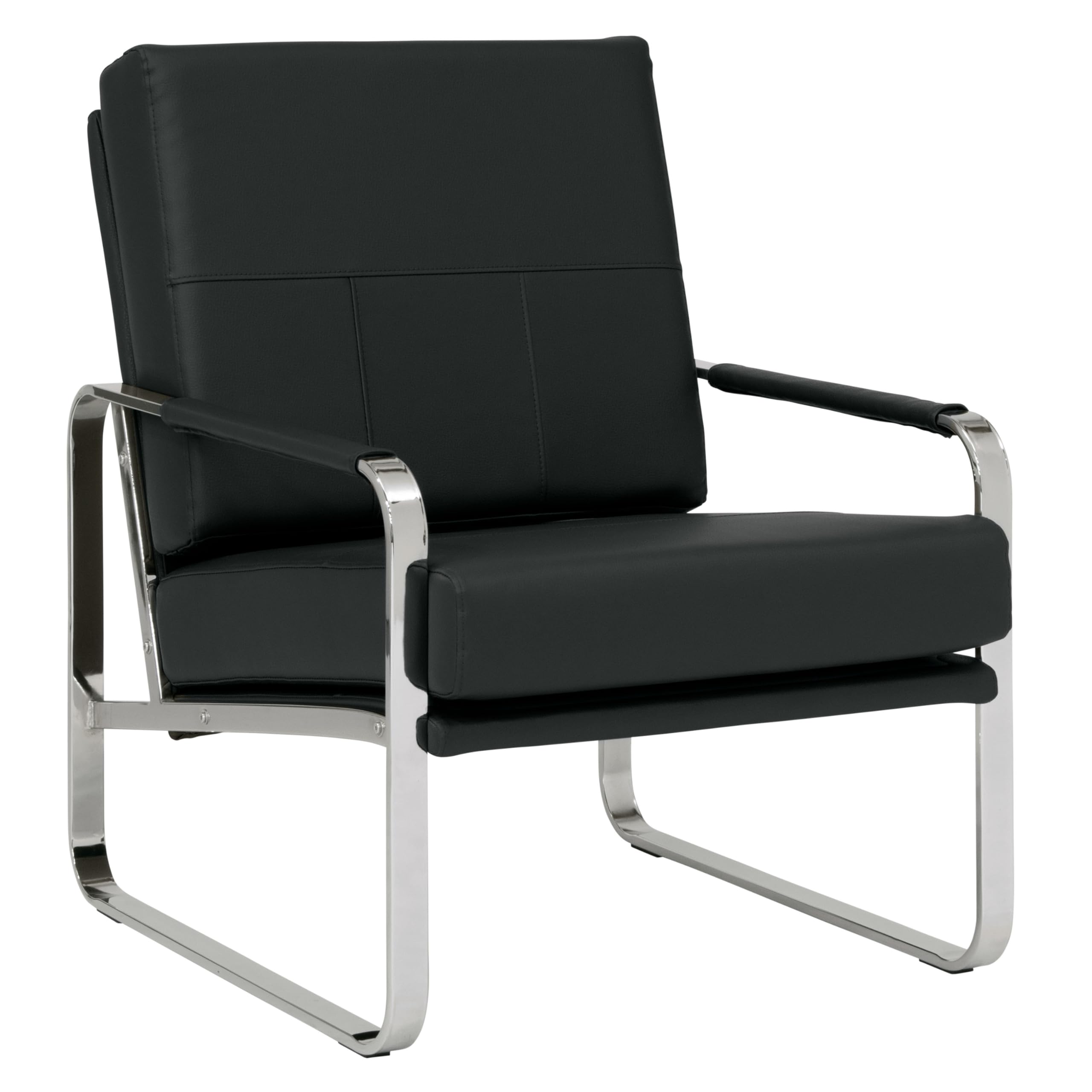Studio Designs Home Allure Modern Accent Chair in Blended Leather, Chrome/Black