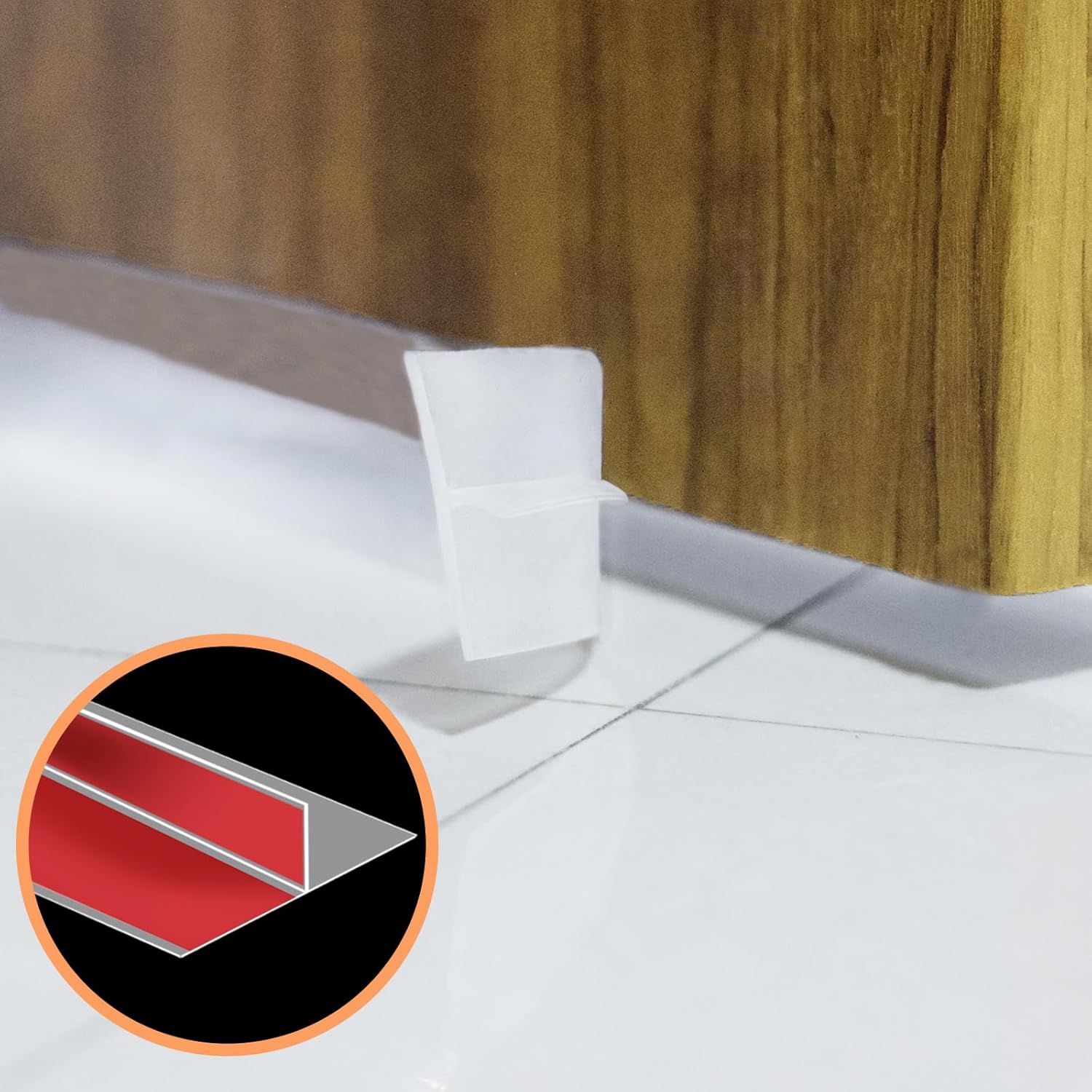 orghtin t-shaped silicone seal strip, clear door sealer weather stripping, 20ft door draft stopper 20ft x 1.37in translucent