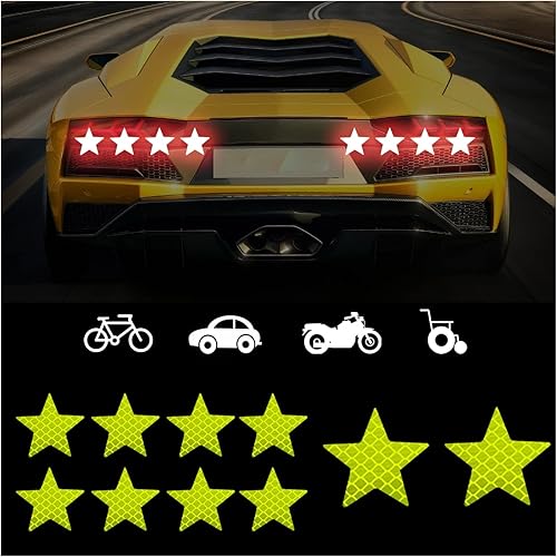 Calcomanías reflectantes fuertes, 10 calcomanías de advertencia de seguridad de alta intensidad, calcomanías autoadhesivas de visibilidad nocturna,