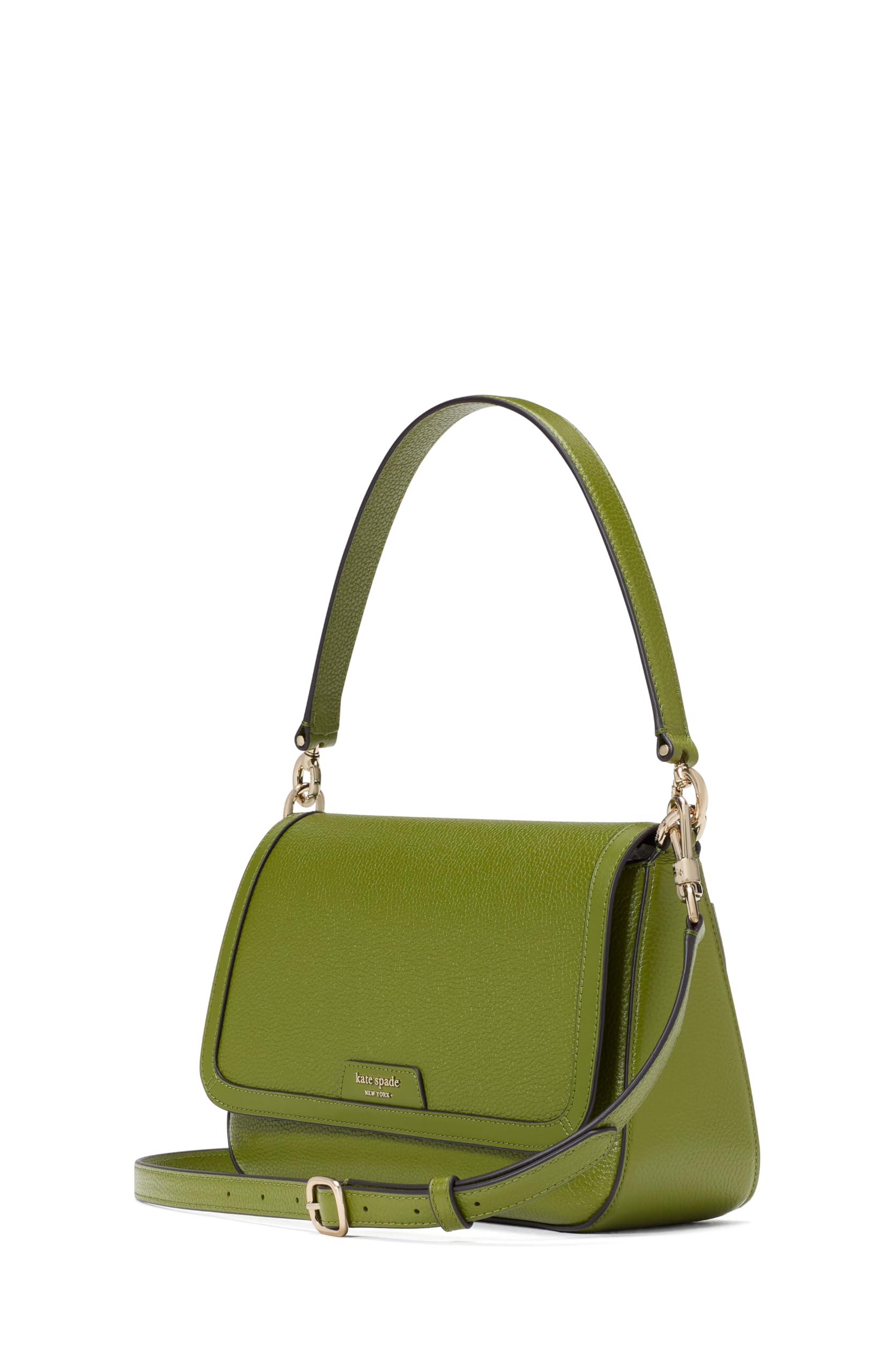 kate spade new york womens Hudson Pebbled Leather Flap Shoulder Bag: Jungle Vine One Size