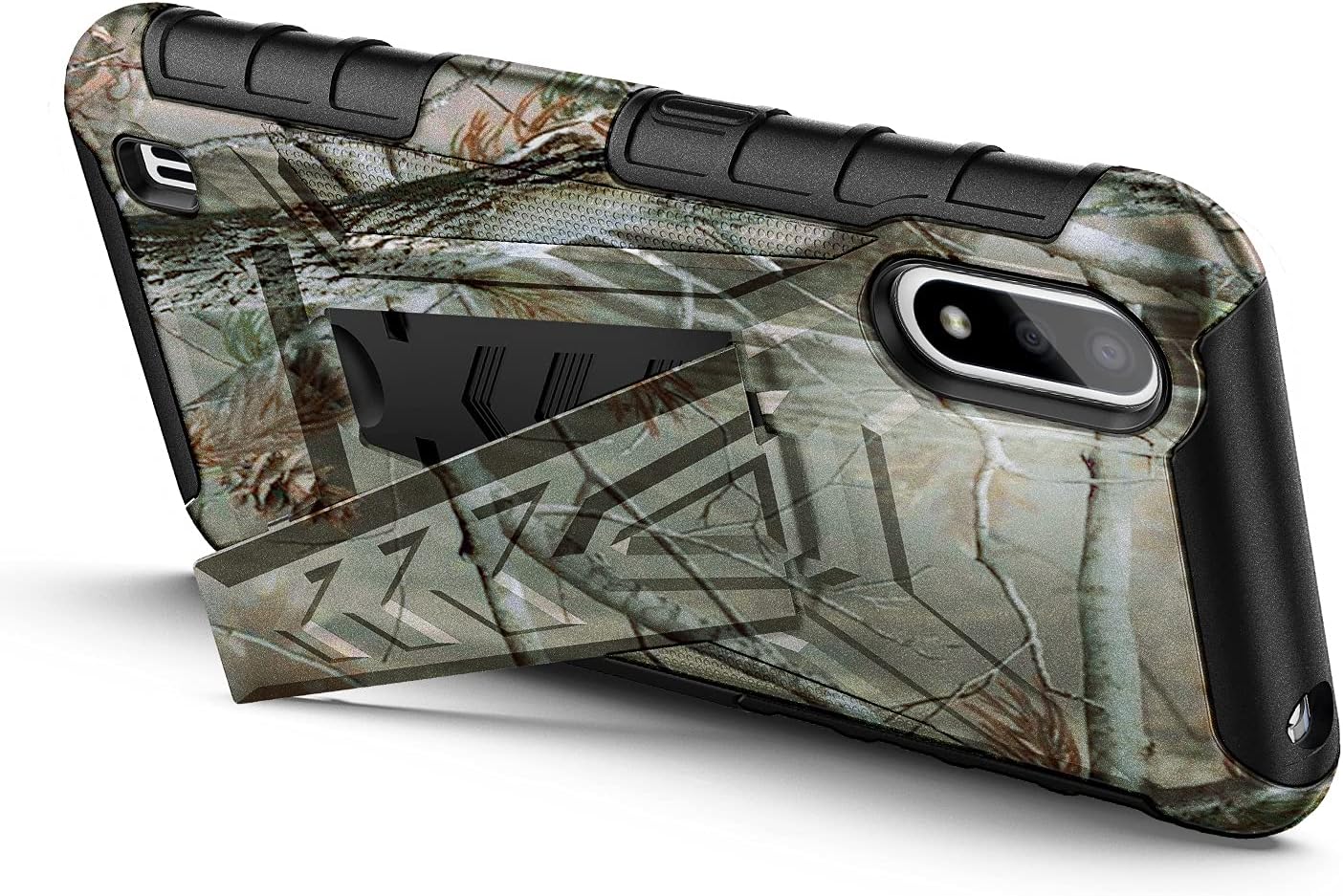 E-Began Case for Samsung Galaxy A01 with Tempered Glass Screen Protector (Full Coverage), Belt Clip Holster Kickstand Heavy Duty Armor Defender Shockproof Rugged Phone Case -Camo