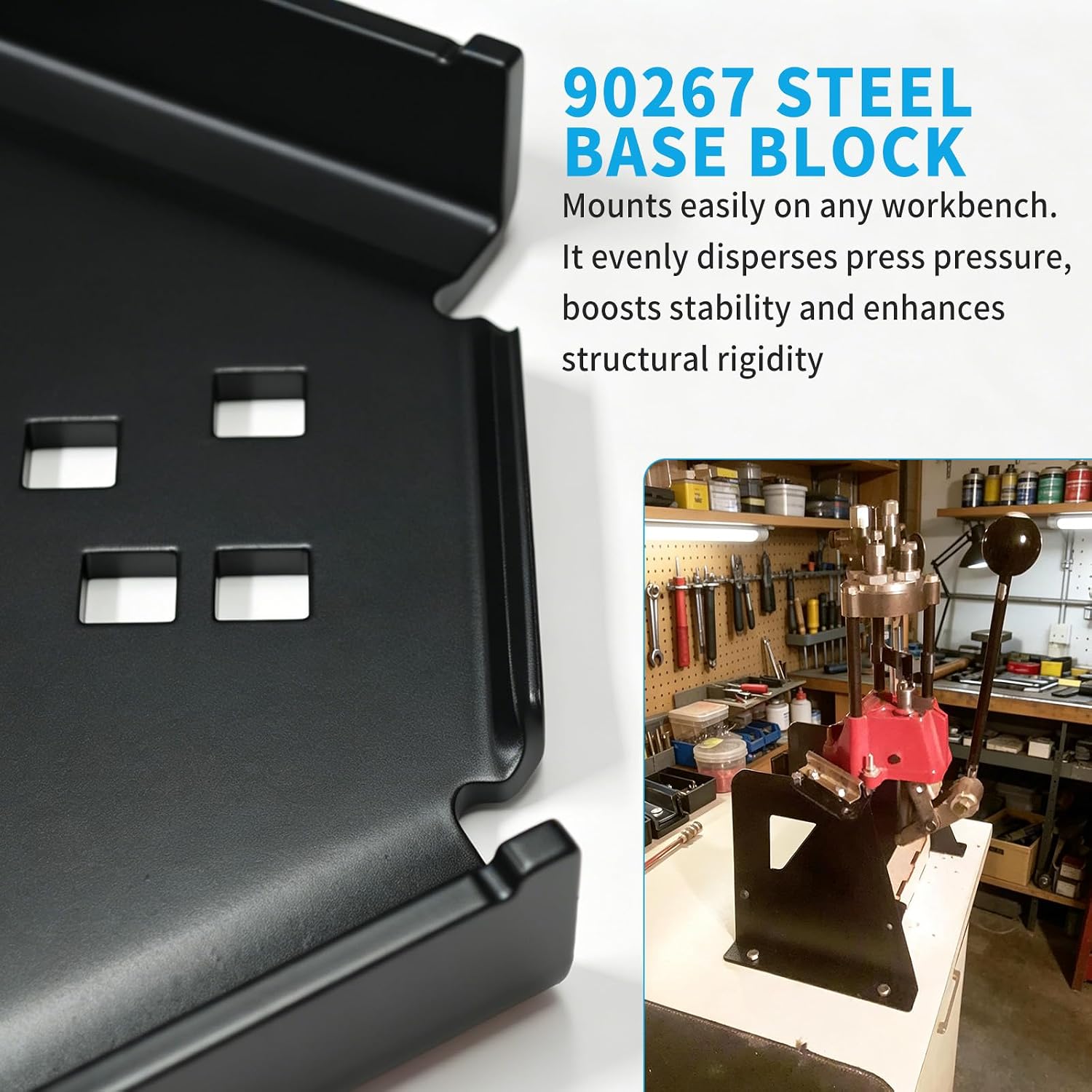 90267 Steel Base Block Kit Compatible with Lee Reloading Press Bench Plate Black Base Workbench Quick Release System Block Convenient Replacement of Desktop Loading Stands