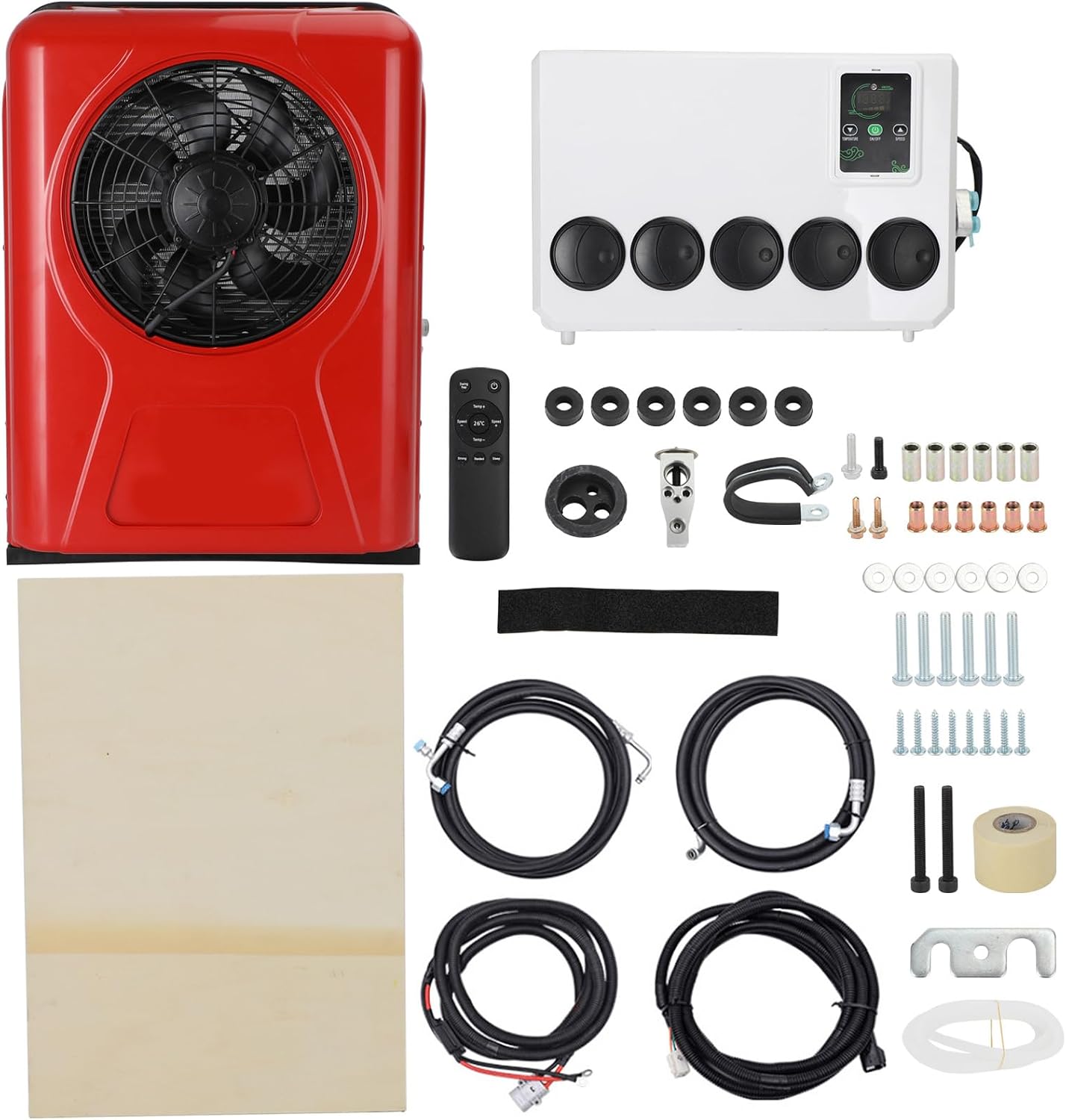 12V Air Conditioner for Semi Truck, 12000 BTU 12 Volt AC Unit for Semi Trucks,Pickup, RV, Vans, Buses, Split Truck 12V AC for Air Conditioner System Trucks Red