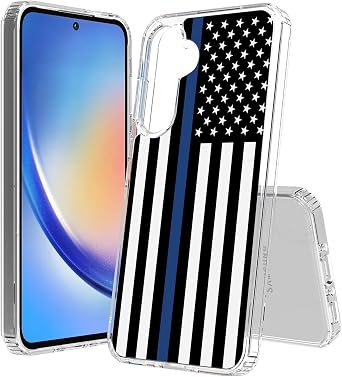 Aquaflex Phone Case Compatible with Galaxy A15 5G Slim Design Full Body Reinforced Corners Shockproof Drop Protection Thin Blue Line Flag