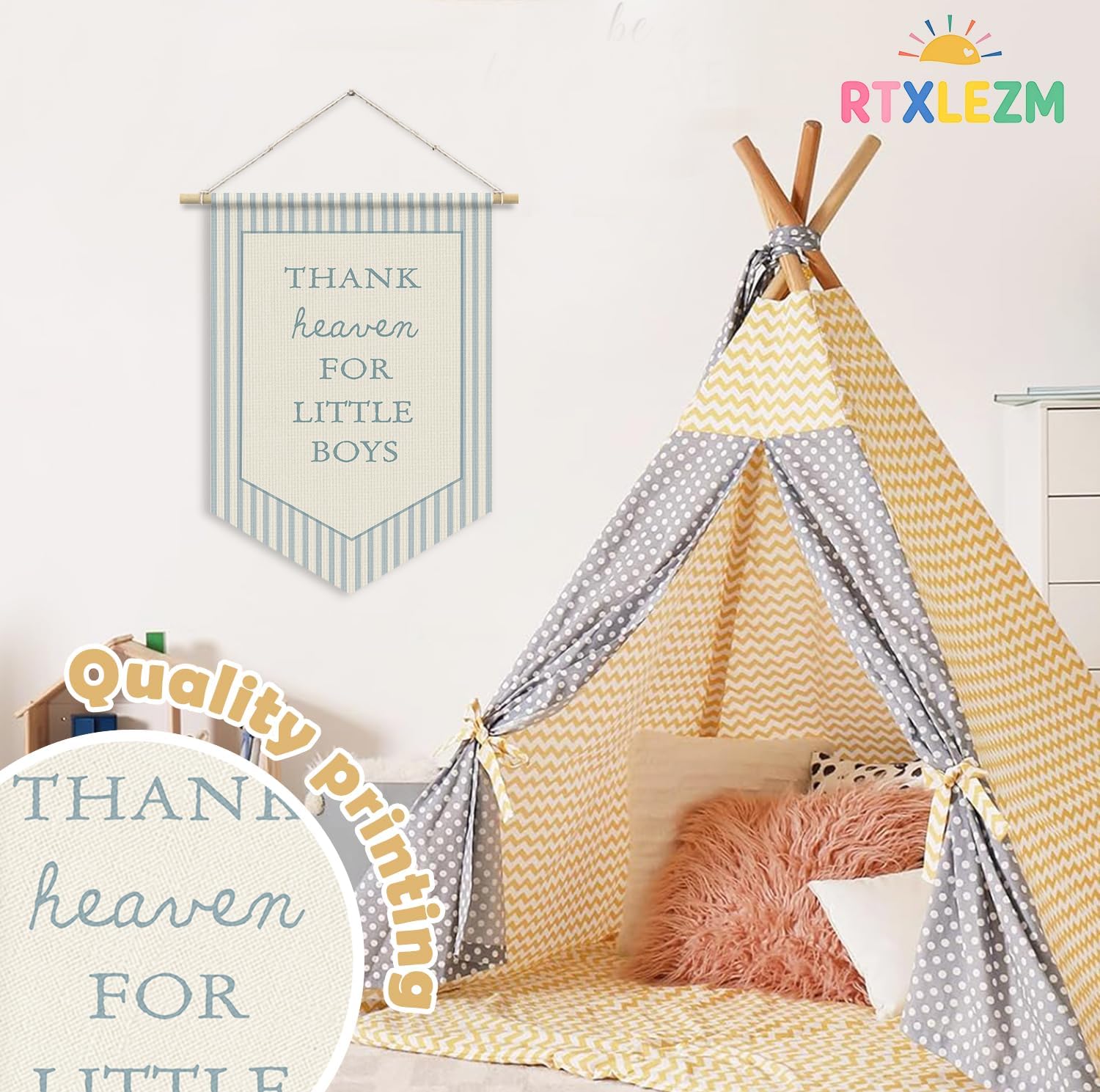 Baby Boys Room Nursery Decor,Thank Heaven for Little Boys