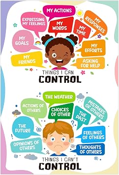 D24TIME Things I Can Control-Things I Cannot Control Mental Health Posters for Boho Classroom Decor Home Mental Health Educational Posters for Boys Girls Teachers Elementary Back to School Supplies